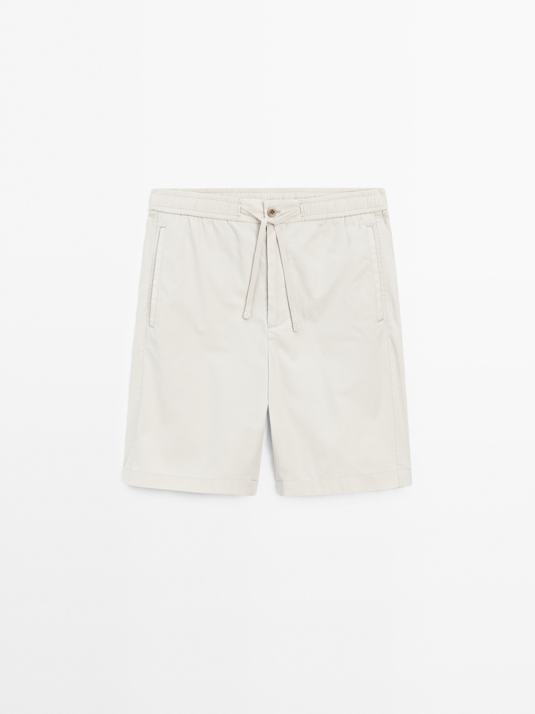 Jogger-fit poplin Bermuda shorts