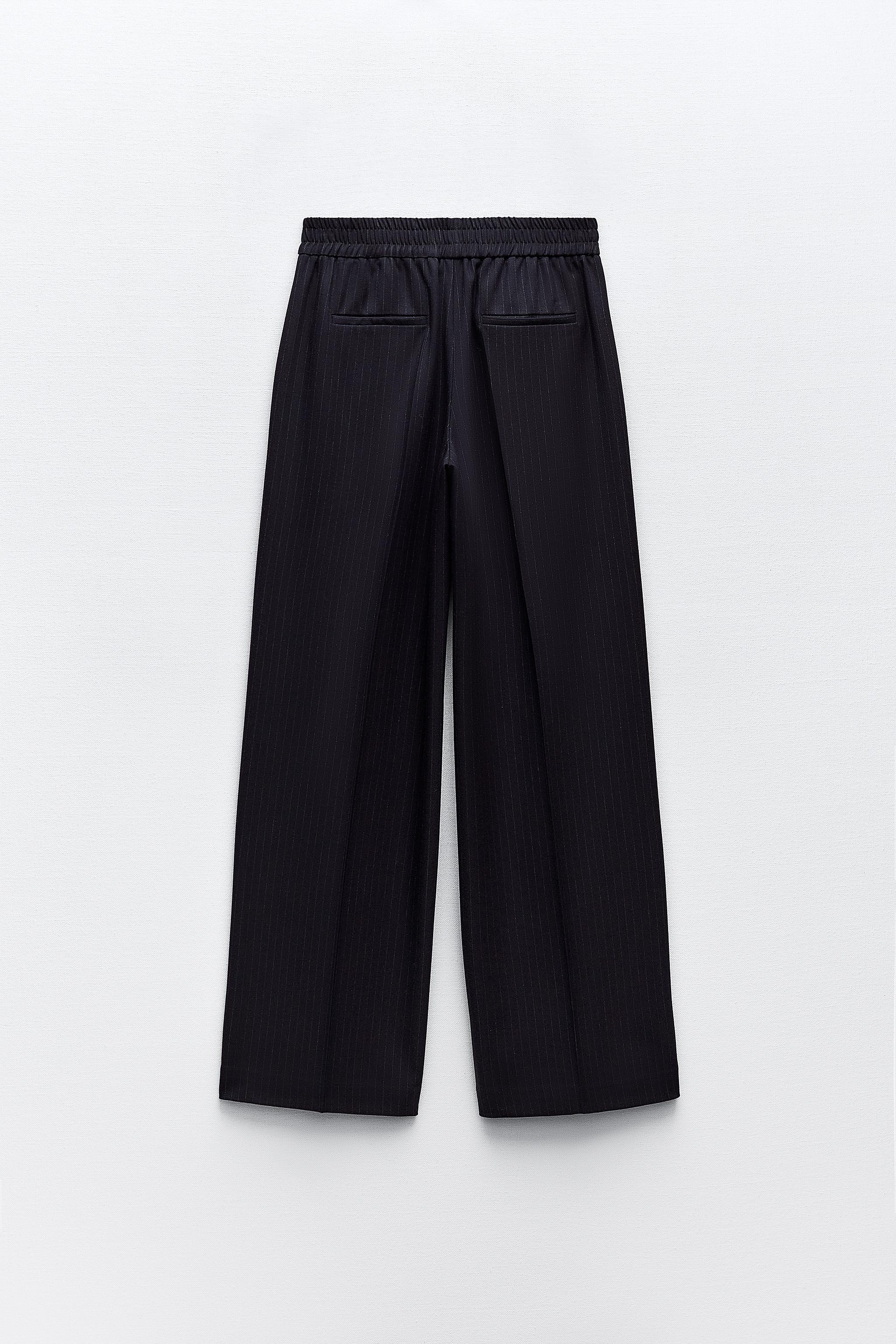 WIDE LEG PINSTRIPE PANTS