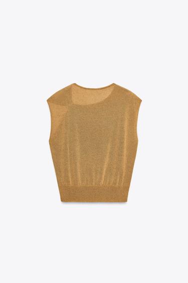KNIT TRIM TOP - Dark straw by Zara - Image 5