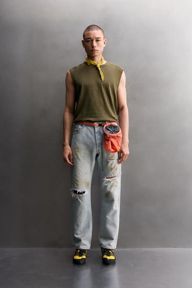 CAMISETA TANK LIGERA LINO - ALGODÓN - Verde medio de Zara