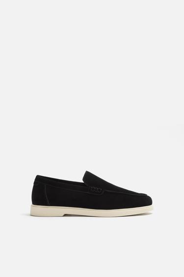 Zara CASUAL LEATHER LOAFERS - Black