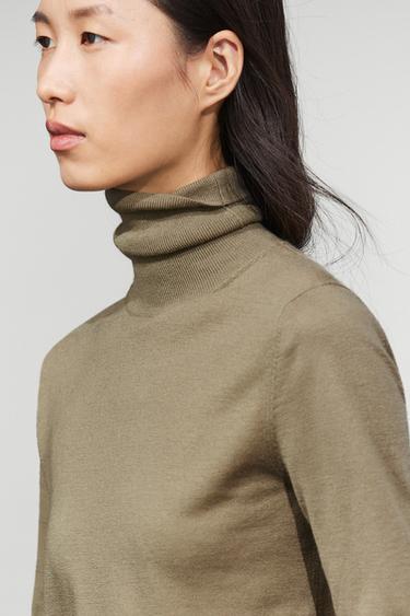 Wool-blend turtleneck knit sweater — Dark salmon 1
