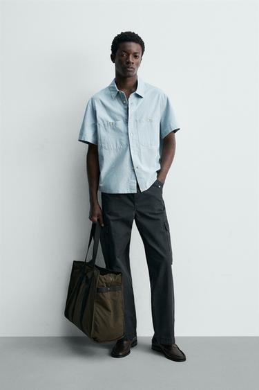 CAMISA CHAMBRAY COM BOLSOS - Azul-claro da Zara - Imagem 0
