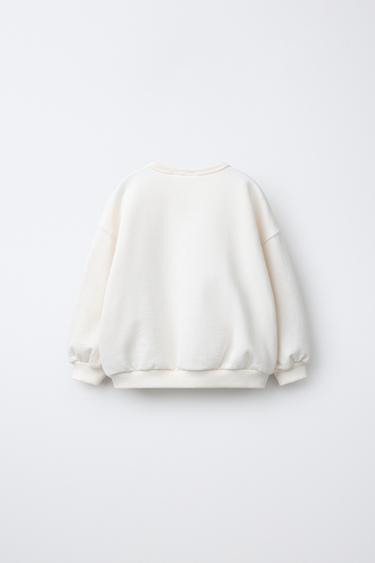 SLOGAN AND POLKA DOT PRINT SWEATSHIRT - Ecru by Zara - Image 1