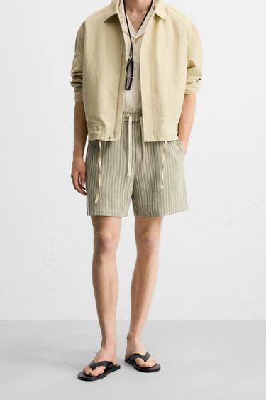 TEXTURED BERMUDA SHORTS - Light green by Zara