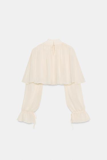 GEORGETTE CAPE TOP - Ecru by Zara - Image 5