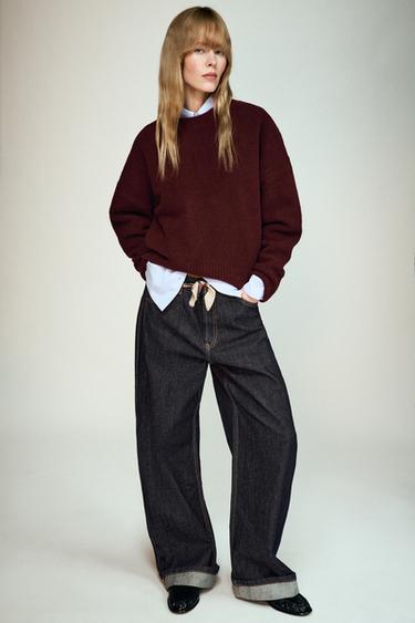 SOFT KNIT JUMPER - Burgundy by Zara