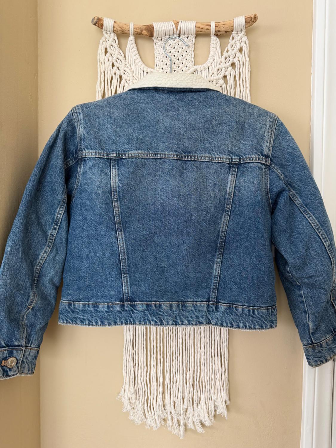 FLEECE TRIM DENIM JACKET - Image 4