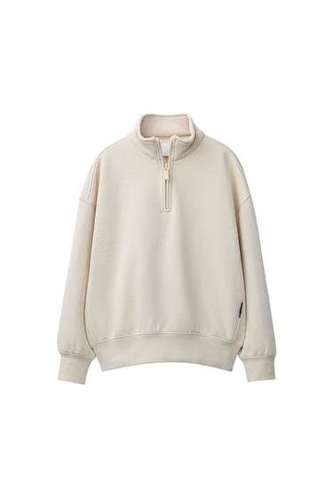 BASIC SWEATSHIRT MET LABEL - Ecru van Zara