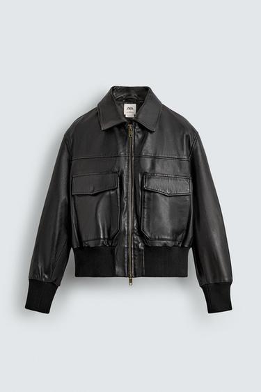 LIMITED EDITION CROPPED LEATHER JACKET - Black by Zara
