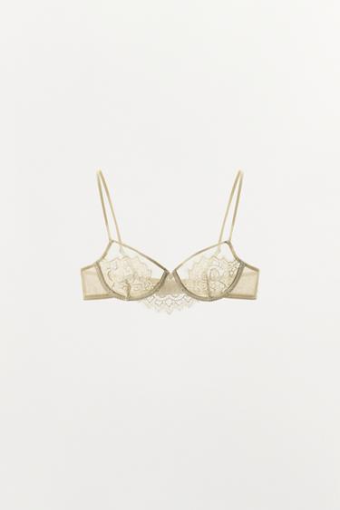 BRALETTE AROS ENCAJE - Crudo de Zara