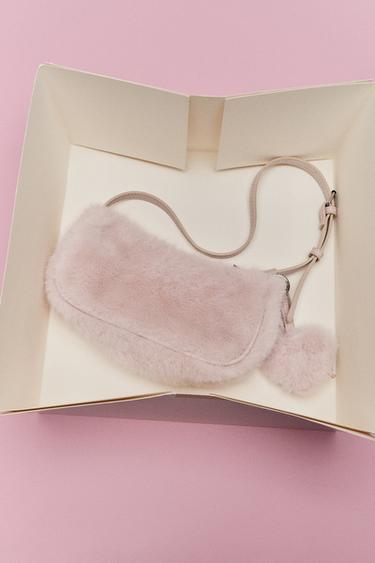 Zara FAUX FUR SHOULDER BAG WITH CHARM - Pink - Image 0