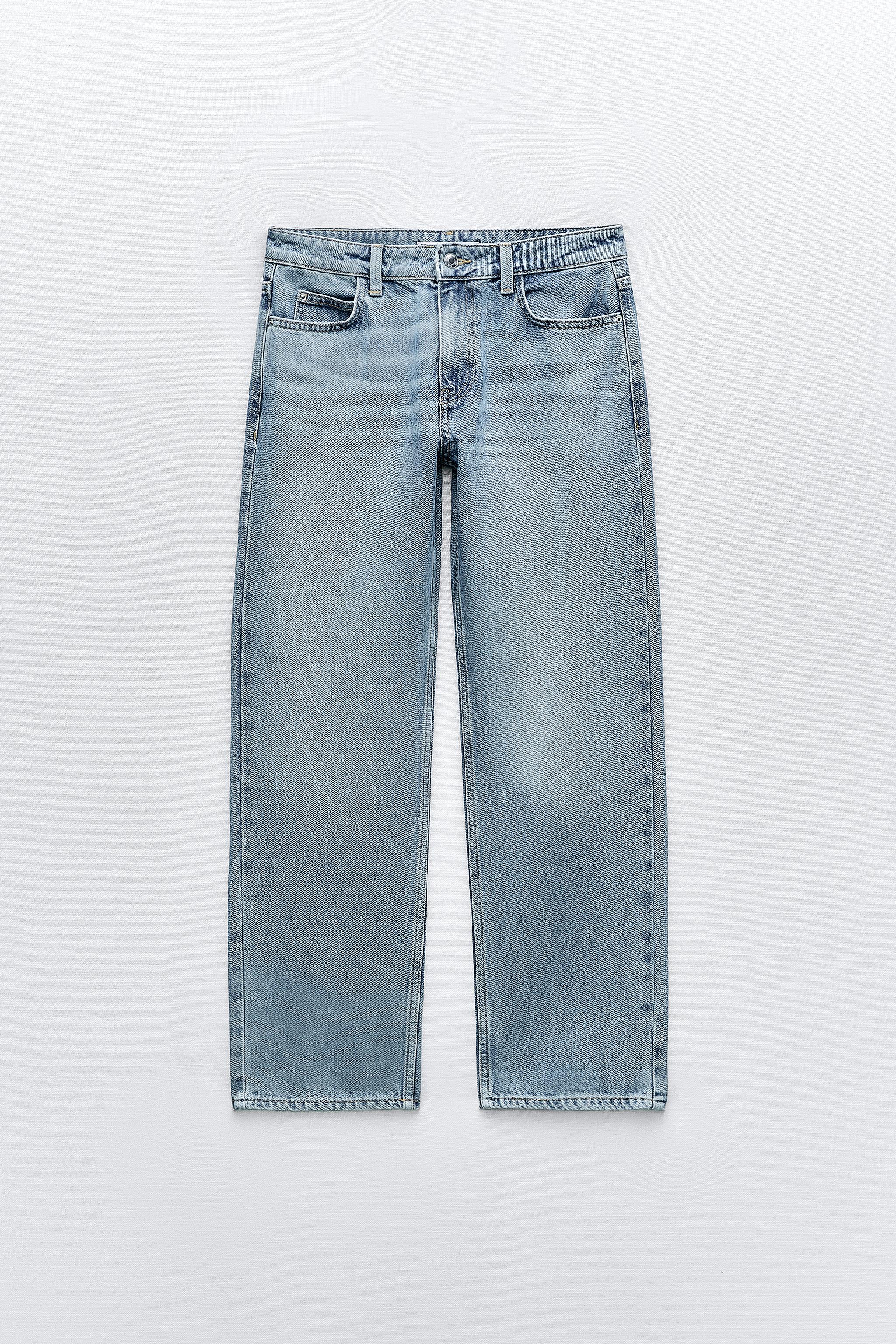 MID WAIST CROPPED Z1975 STRAIGHT LEG JEANS - Mid-blue | ZARA 