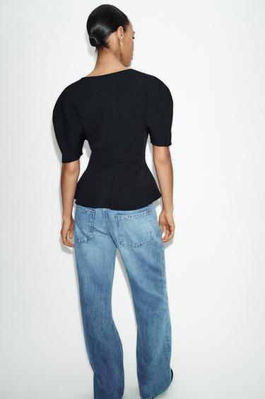 SOFT PEPLUM TOP - Black by Zara - Image 4