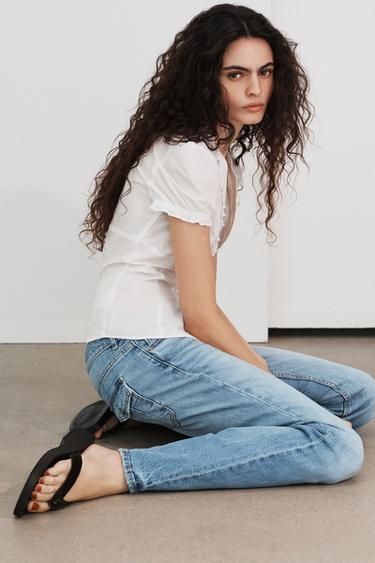 POPLIN SHIRT WITH RUFFLES - White by Zara - Image 2