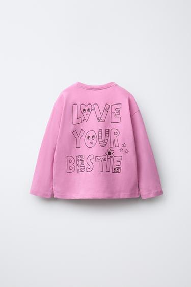 T-SHIRT IMPRIMÉ À INSCRIPTION - Rose de Zara - Image 1