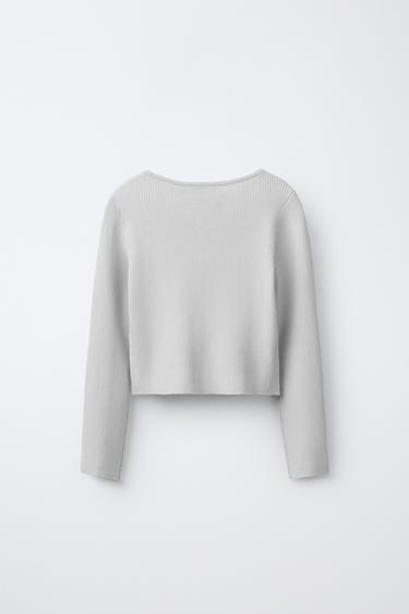 RIBBED KNIT CARDIGAN - Grey marl by Zara - Image 1