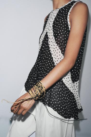 ZW COLLECTION POLKA DOT TOP - Black by Zara - Image 1