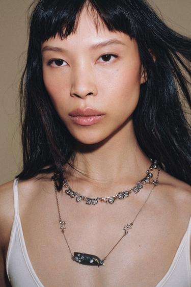 PACK OF 2 MIXED MOON AND STAR NECKLACES - Gold / Silver by Zara