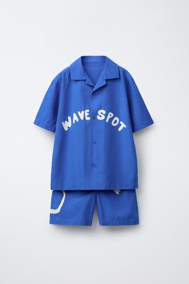 Zara TOTAL LOOK SHIRT AND BERMUDA TEXT - Mid khaki - Image 0