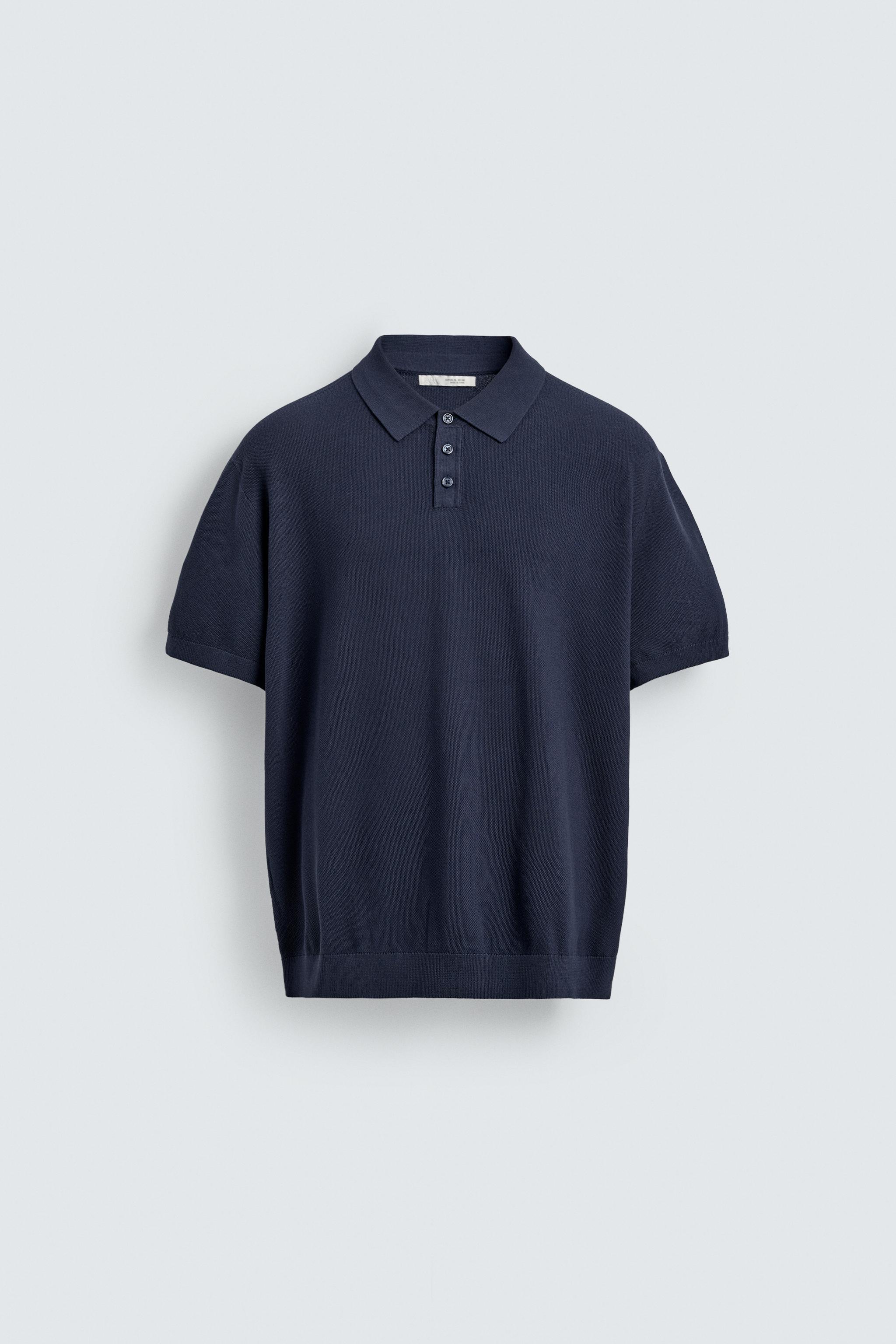 REGULAR FIT PIQUÉ KNIT POLO - Blue | ZARA United States