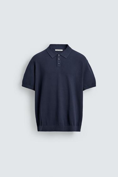 Zaras STICKAD TENNISTRÖJA I PIKÉ, REGULAR FIT - Blå