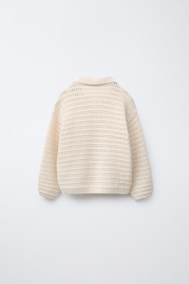 PULL EN MAILLE AJOURÉE - Écru de Zara - Image 1