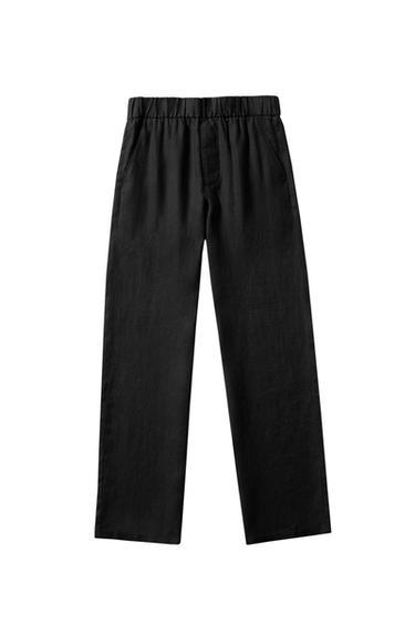 100% LINEN TROUSERS - Black by Zara