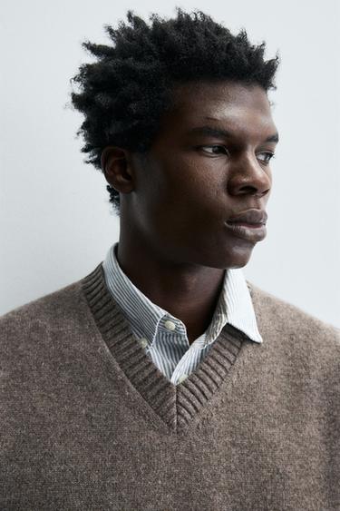 GILET EN MAILLE LAINE - brun de Zara - Image 4