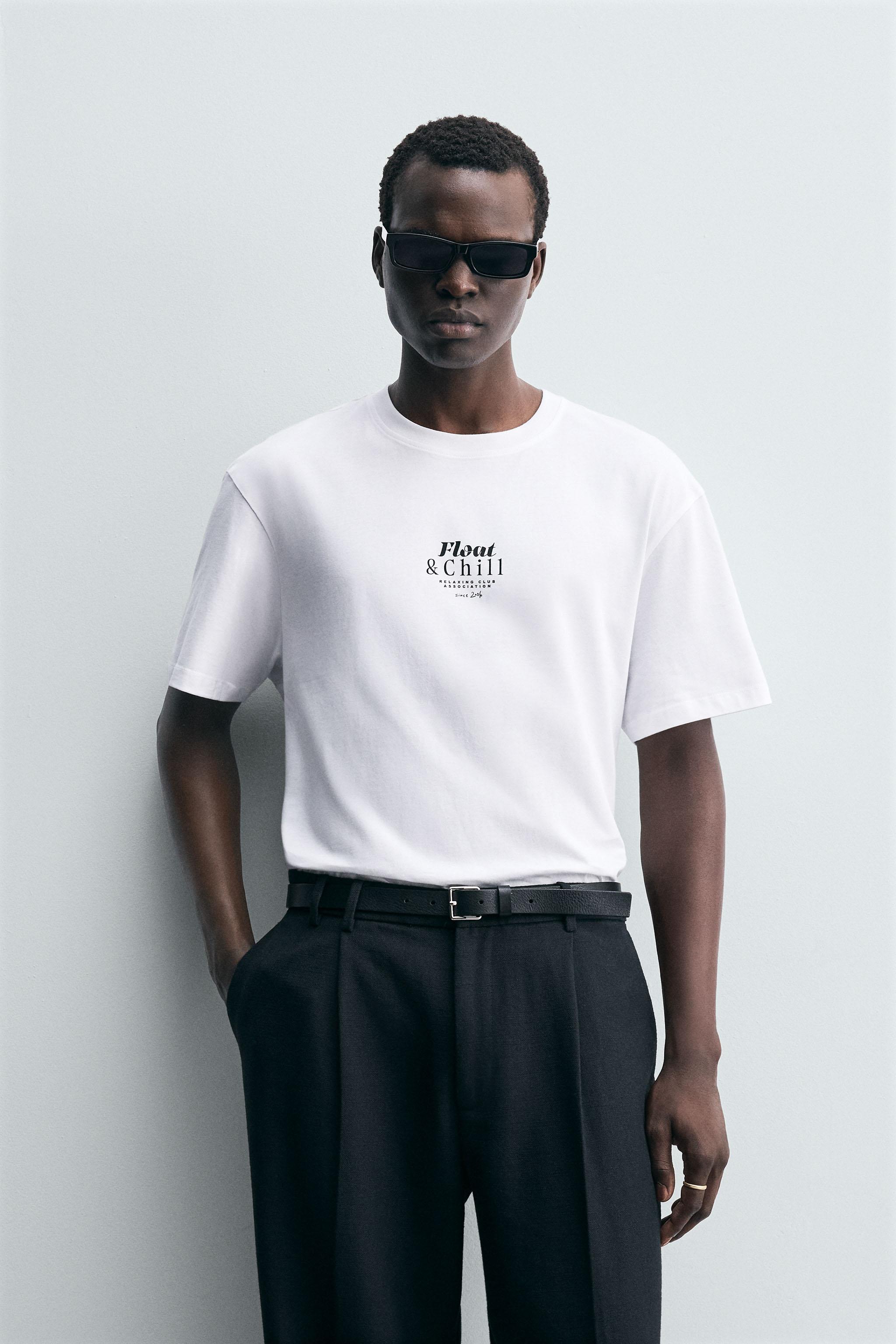 【ZARA】コントラストプリント Ｔシャツ ホワイト 4087/415/250 ZARA】コントラストプリント Tシャツ ホワイト 4087/415/250