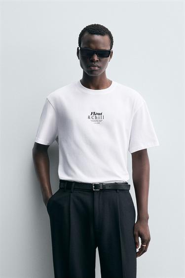 Zara CONTRAST PRINT T-SHIRT - White