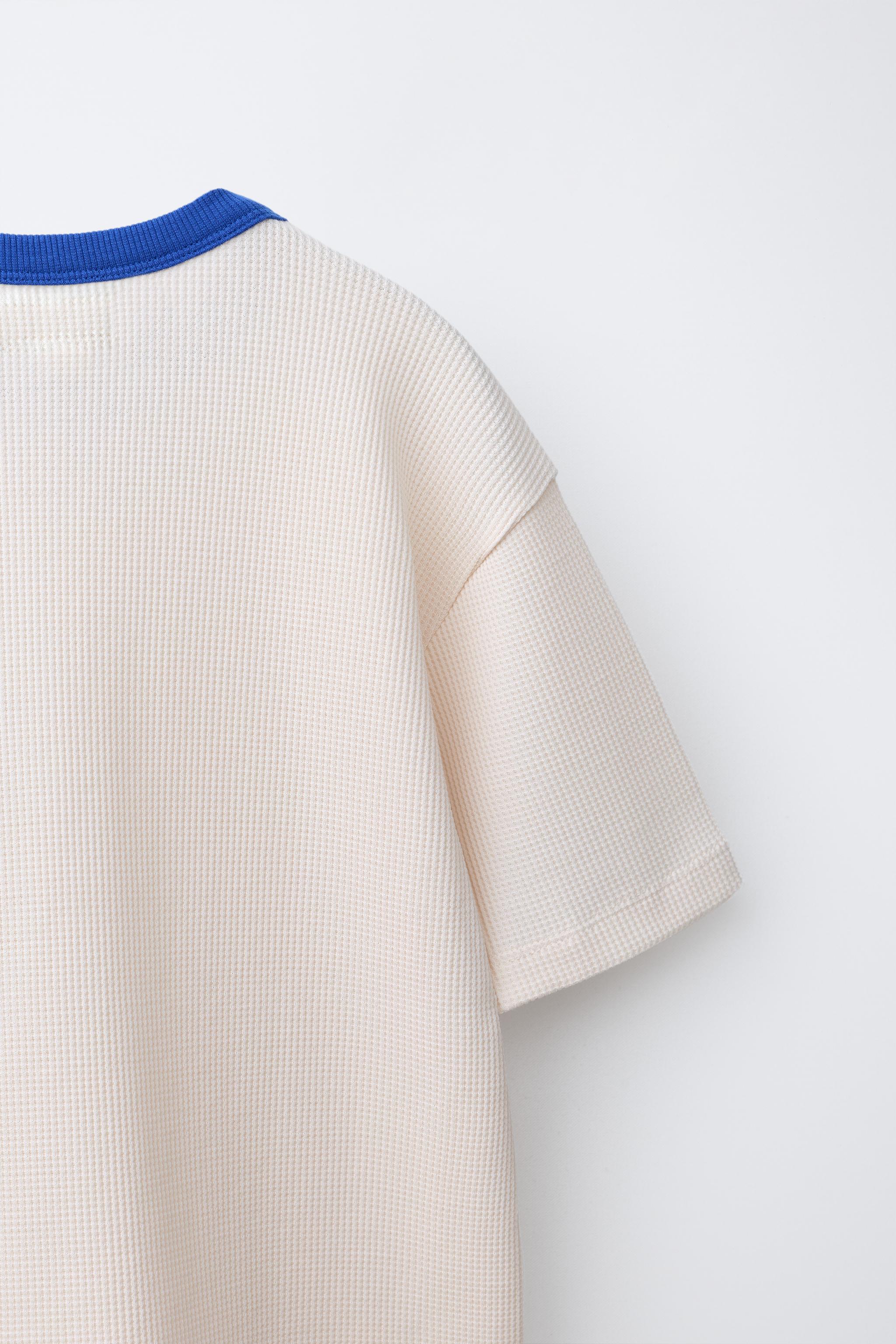 CONTRAST WAFFLE KNIT SHIRT