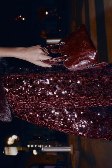 МИНИ-СУМКА С ТИСНЕНИЕМ — Бордово-красный от Zara