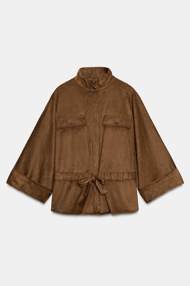 FAUX SUEDE SAFARI SHIRT - Light brown by Zara