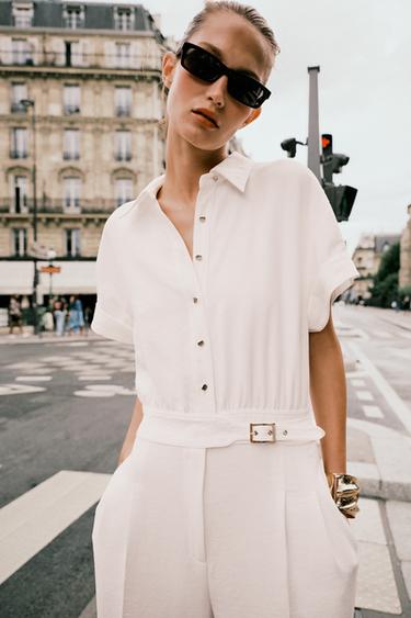 COMBINAISON LONGUE CRÊPE - Blanc cassé de Zara - Image 1