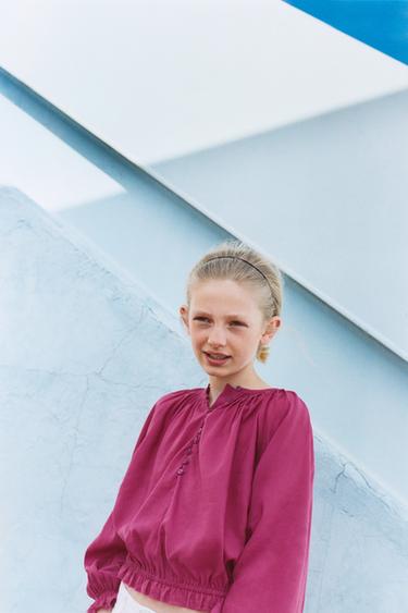 BLOUSE PLIS NERVURÉS AVEC RAMIE - Framboise de Zara