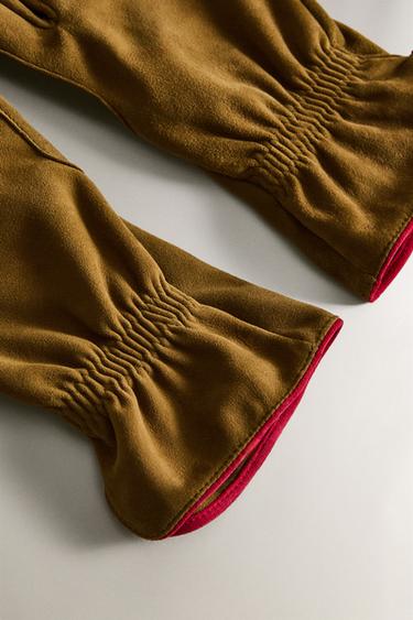 SUEDE WORK GLOVES - Green by Zara - Image 2