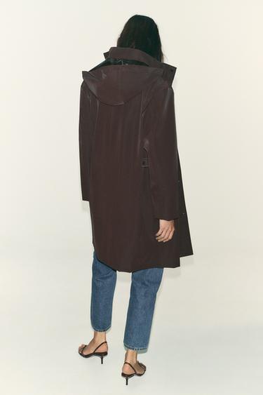 COATED HOODED WINDPROOF JACKET - Brown by Zara - Image 2
