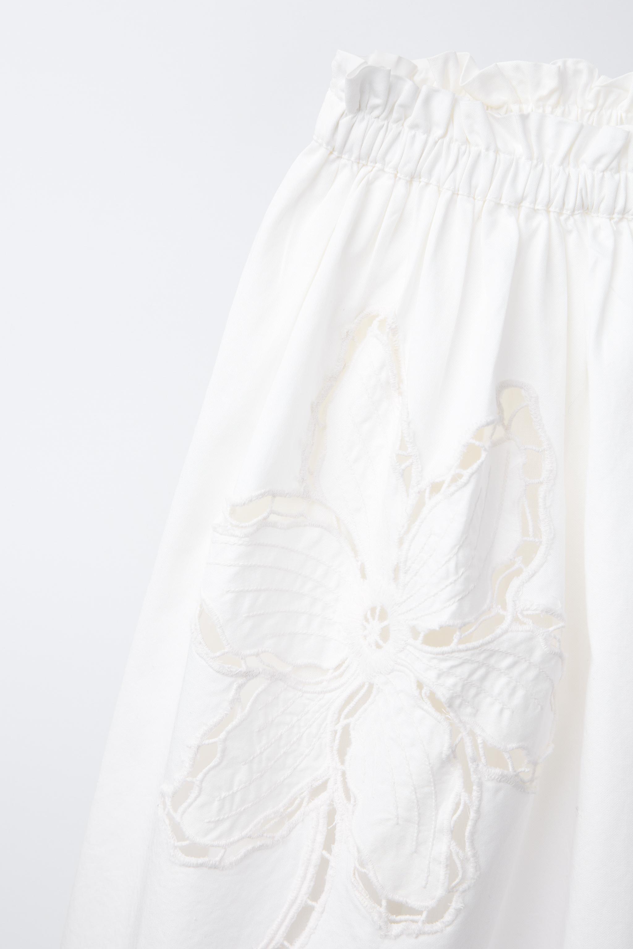 花柄刺繍スカート - ホワイト | ZARA Japan / 日本