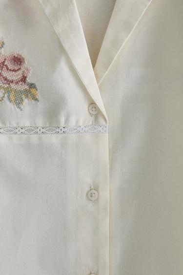 CHEMISE BRODERIES - Blanc cassé de Zara - Image 3