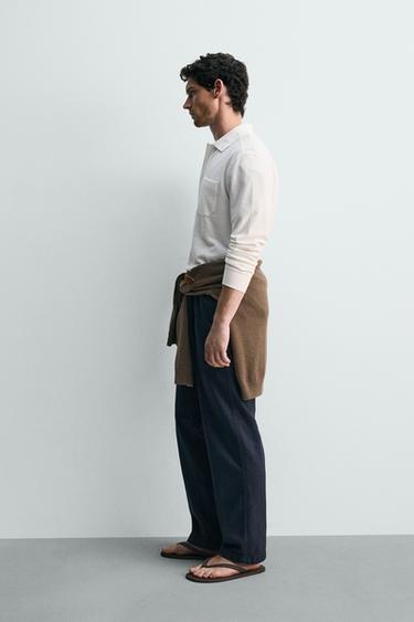 POLO PIQUÉ REGULAR FIT AVEC POCHE - Blanc cassé de Zara - Image 3