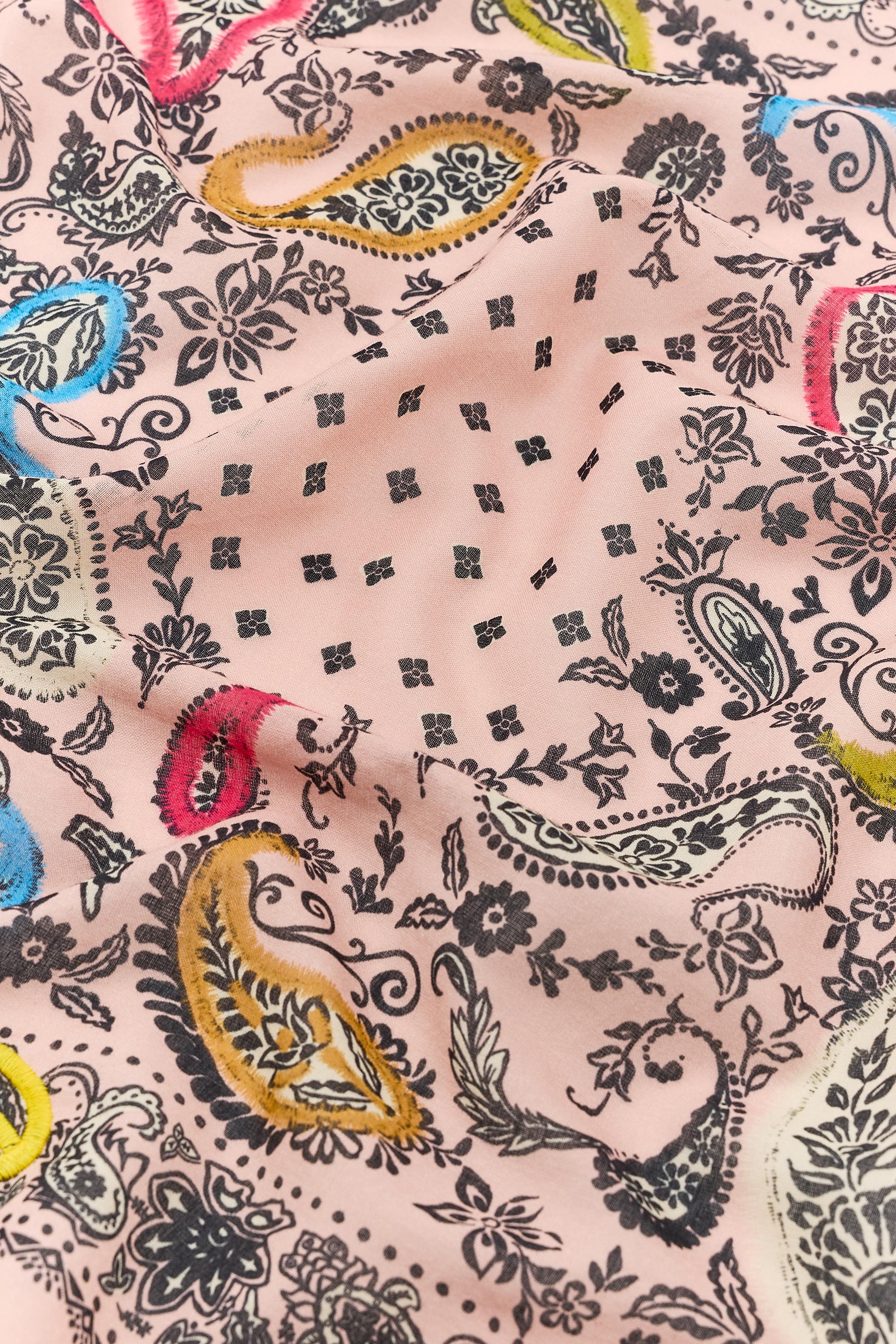Женские аксессуары Zara EMBROIDERED PRINTED BANDANA SCARF — фото 4
