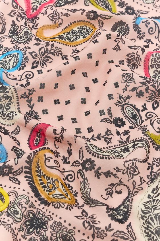 FOULARD BANDANA IMPRIMÉ BRODERIES - Rose de Zara - Image 3