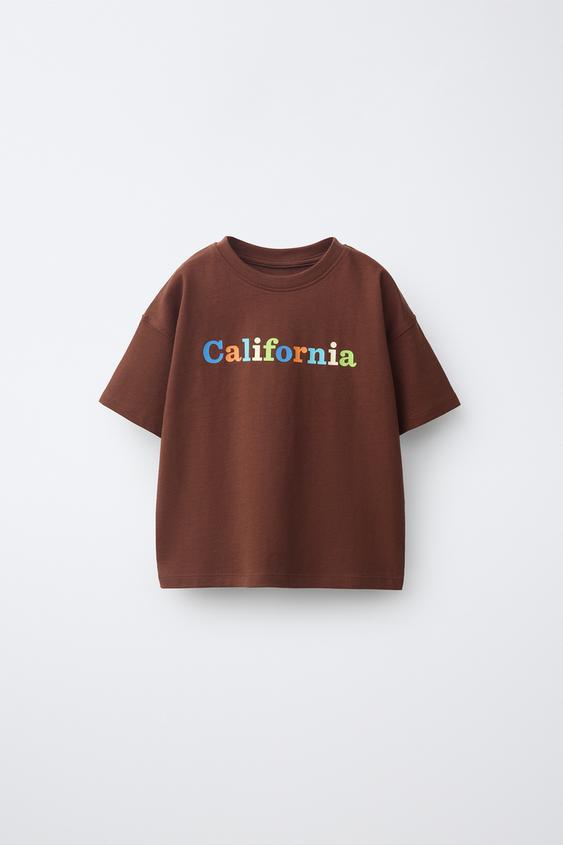 SLOGAN PRINT T-SHIRT - Chocolate by Zara - Image 0