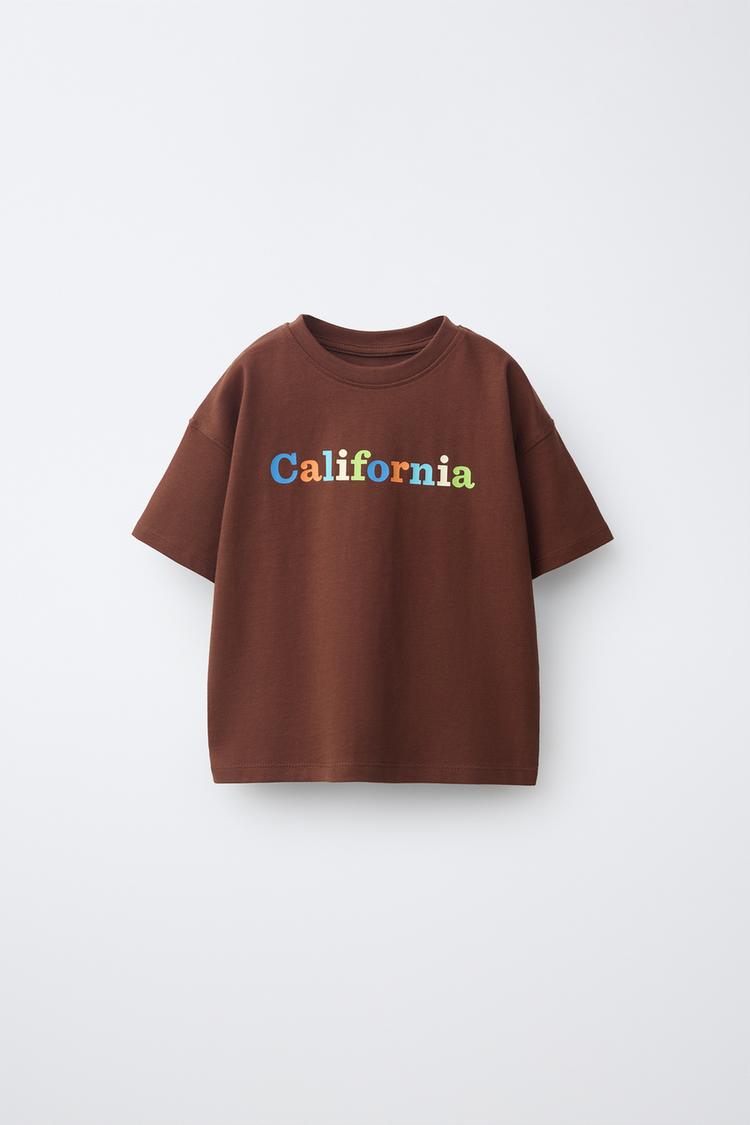 TEXT PRINT T-SHIRT — Chocolate