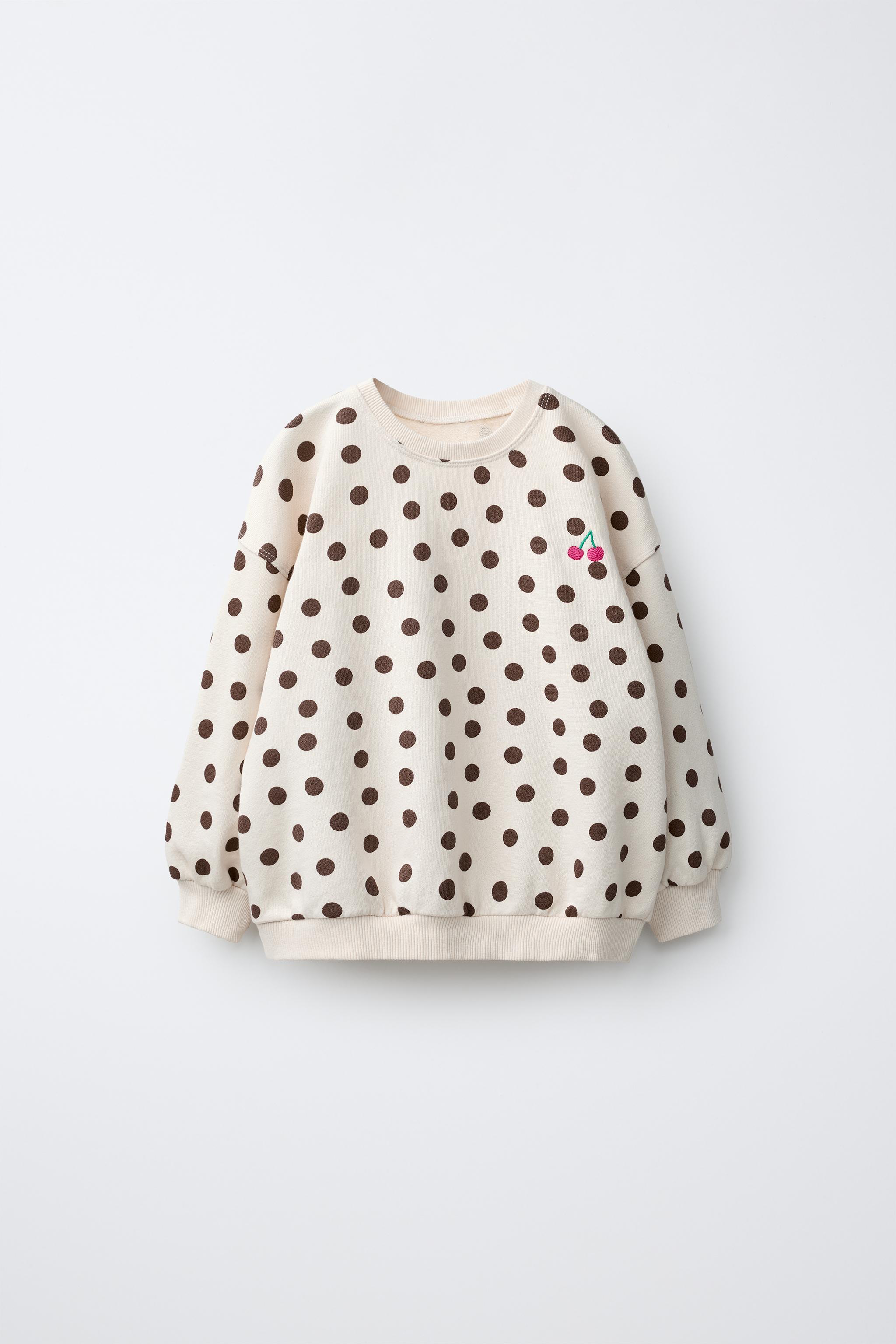 SWEAT À POIS ET CERISE BRODÉE