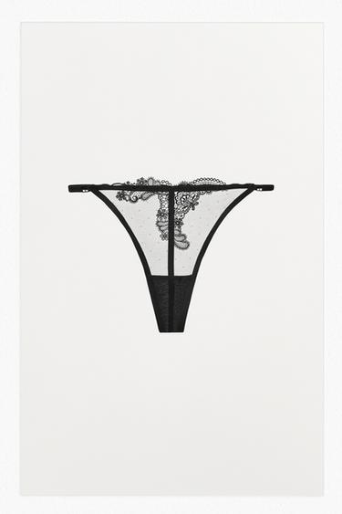 TANGA DENTELLE - Noir de Zara
