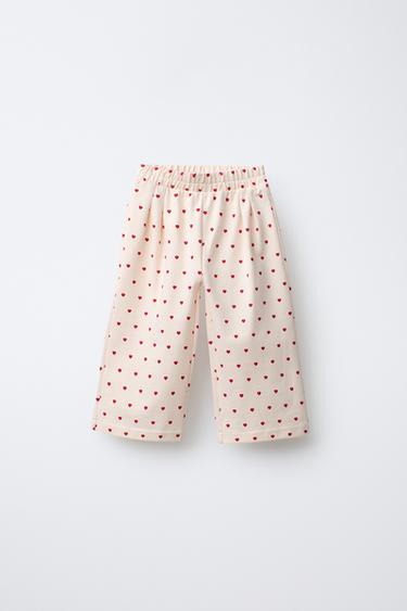HEART PRINT PLEATED TROUSERS - Ecru by Zara