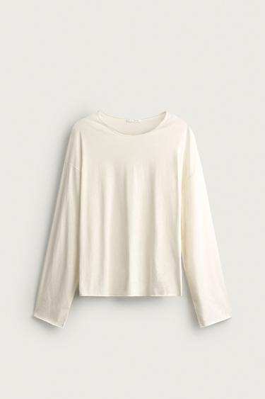 CAMISETA RELAXED FIT FLUIDA - Blanco de Zara
