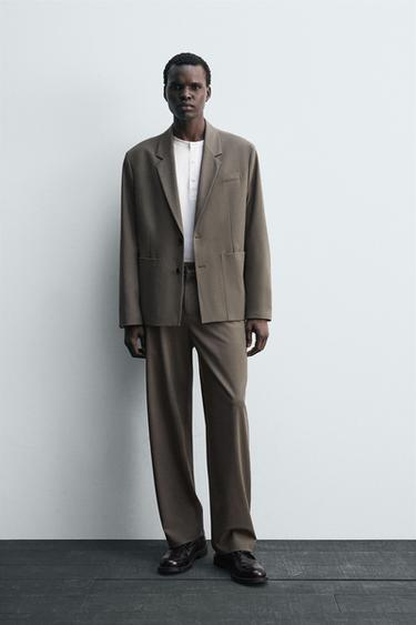 PANTALONI DA COMPLETO MISTO LANA - Verde medio di Zara